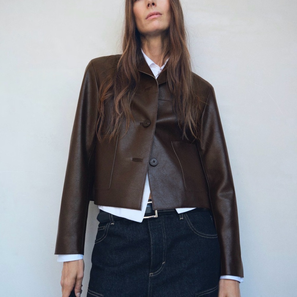 FAUX-LEATHER JACKET WITH POCKETS